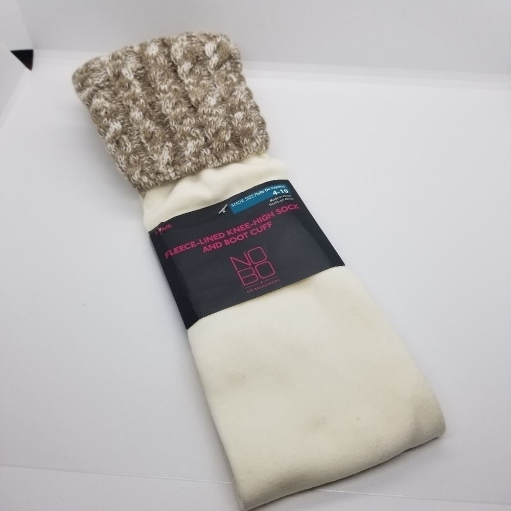 NWT No Boundaries fleece-lined knee-high sock and cable-knit boot cuff